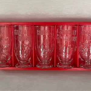 Vintage Set of 5 Disney Characters Mickey Mouse clear drinking glasses 8 oz.